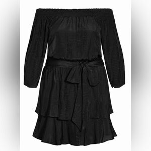 City Chic Elegant Black Off-Shoulder Dress